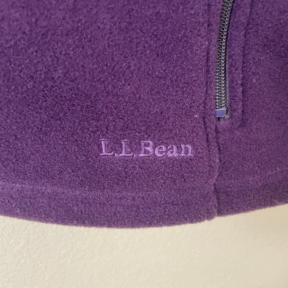 LL Bean Jacket Womens XL Purple Polartec Recycled Fleece Hooded Full Zip Pockets - Picture 8 of 13